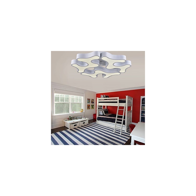 Plafoniera moderna da incasso in metallo e acrilico bianco, LED integrato, 60 cm