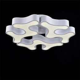 Plafoniera moderna da incasso in metallo e acrilico bianco, LED integrato, 60 cm