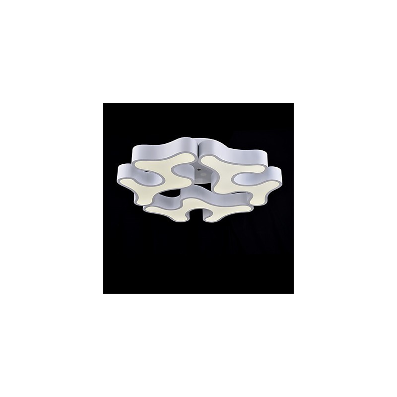 Plafoniera moderna da incasso in metallo e acrilico bianco, LED integrato, 60 cm