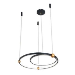 Lampada a sospensione nera Circle a 2 anelli LED