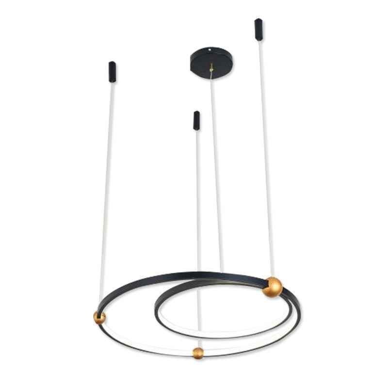 Lampada a sospensione nera Circle a 2 anelli LED
