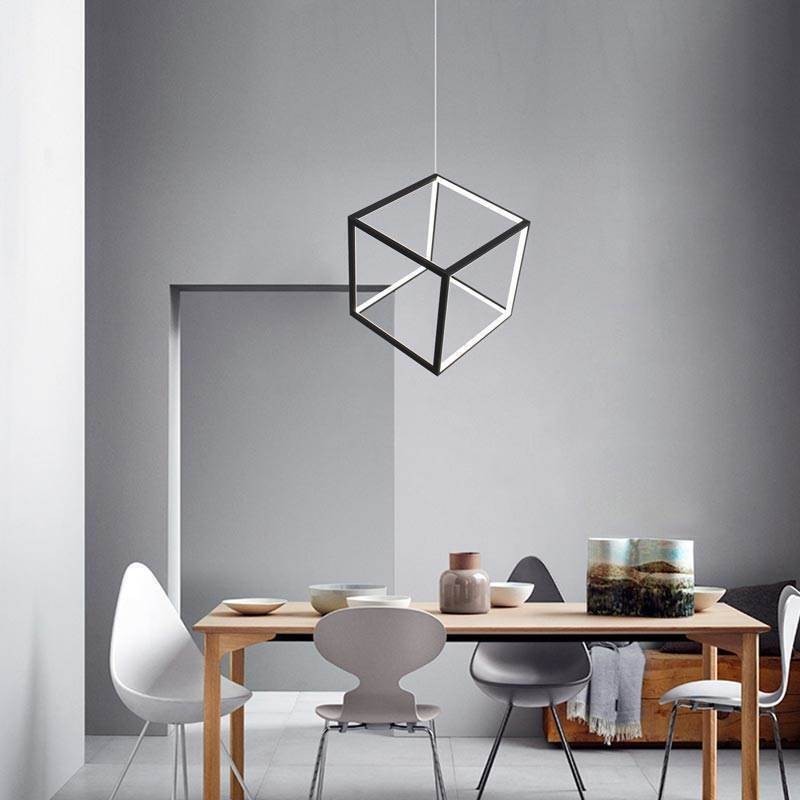 Lampada a sospensione cubo geometrico nera LBY18069