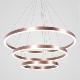Lampada a sospensione moderna 3 anelli 80+60+40 cm nichel spazzolato