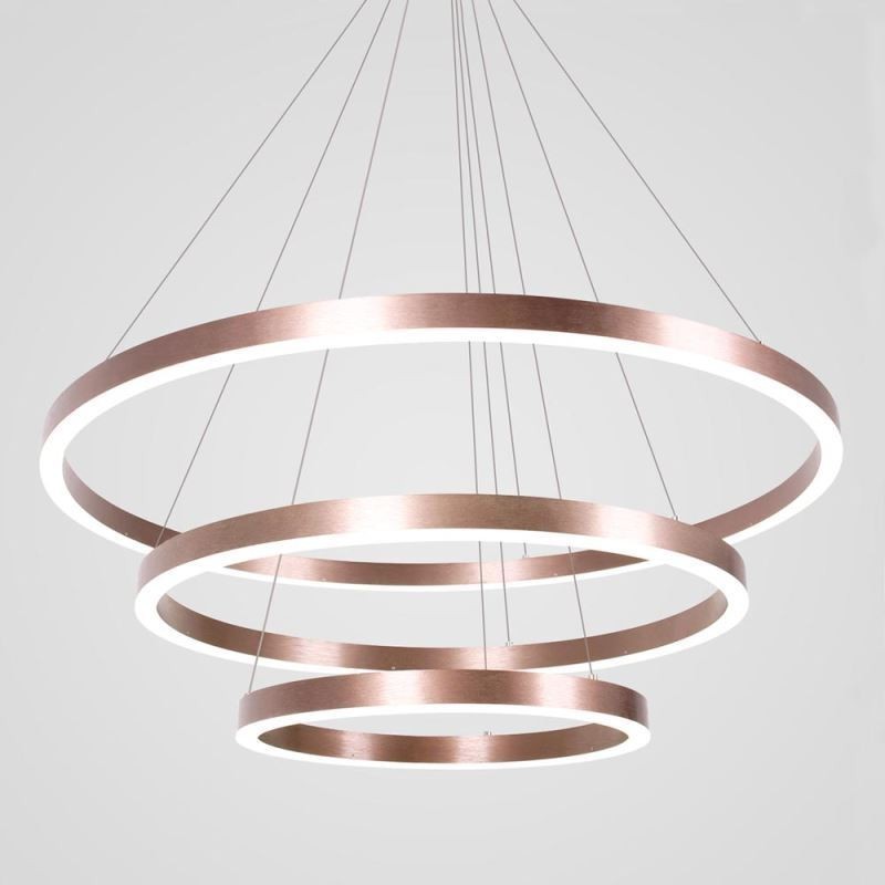 Lampada a sospensione moderna 3 anelli 80+60+40 cm nichel spazzolato