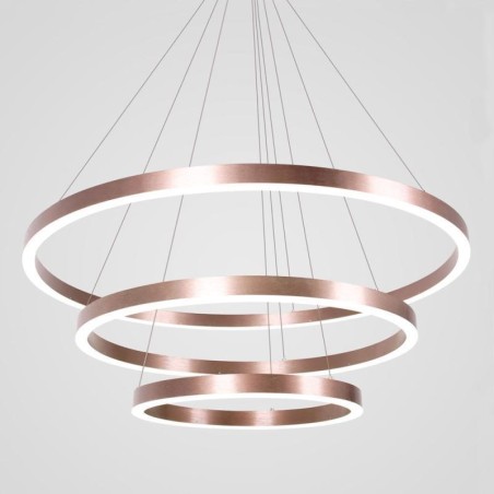 Lampada a sospensione moderna 3 anelli 80+60+40 cm nichel spazzolato
