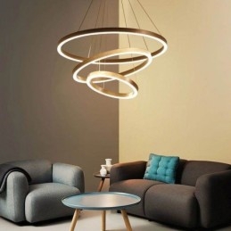 Lampada a sospensione moderna 3 anelli 80+60+40 cm nichel spazzolato