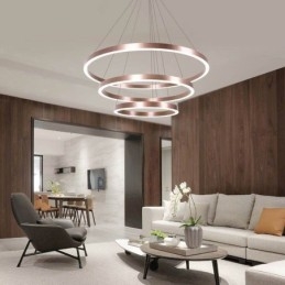 Lampada a sospensione moderna 3 anelli 80+60+40 cm nichel spazzolato