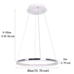 Lampada a sospensione moderna circolare in acrilico da 40 cm