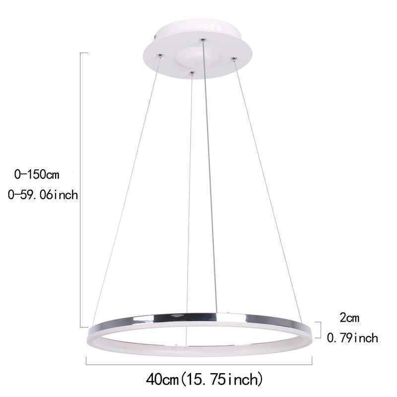 Lampada a sospensione moderna circolare in acrilico da 40 cm