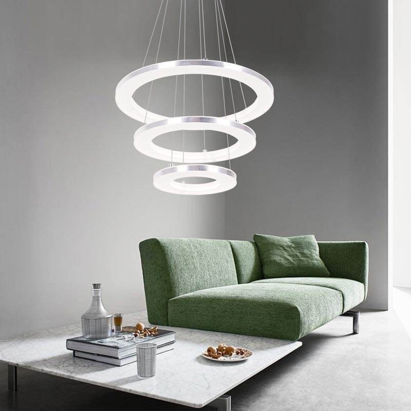 Lampada a sospensione moderna in acrilico a 3 anelli 40+30+20 cm