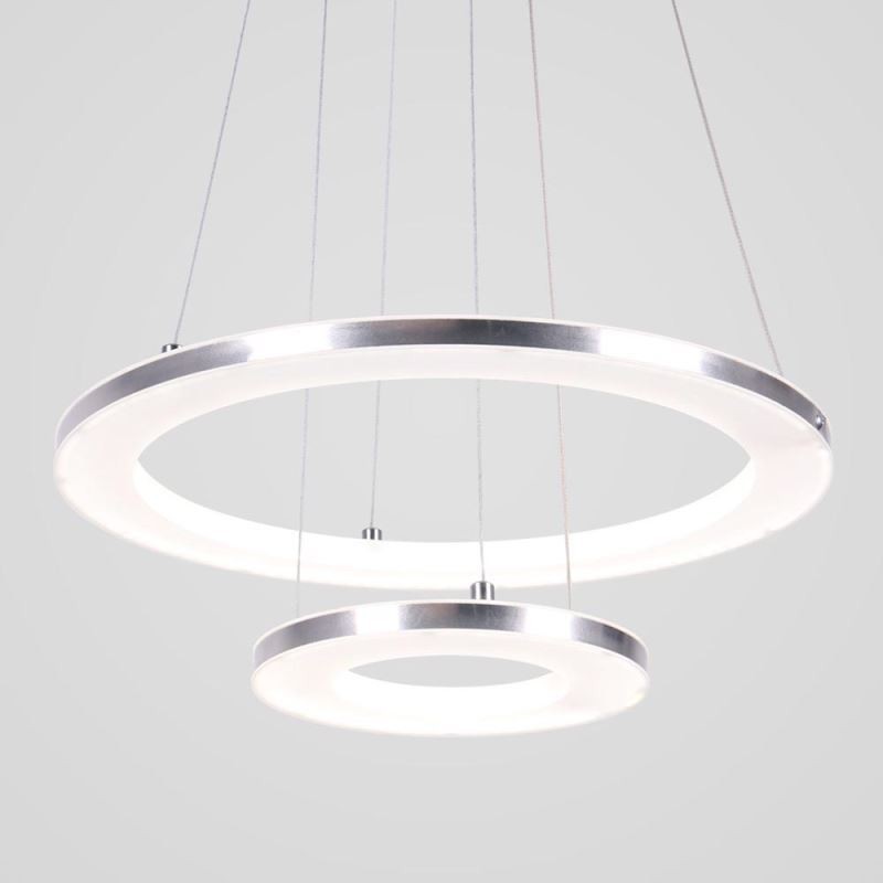 Lampada a sospensione moderna in acrilico a 2 anelli 40+20 cm