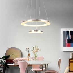 Lampada a sospensione moderna in acrilico a 2 anelli 40+20 cm