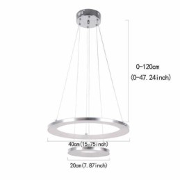 Lampada a sospensione moderna in acrilico a 2 anelli 40+20 cm