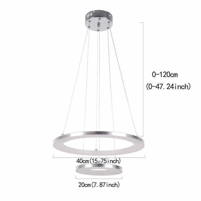 Lampada a sospensione moderna in acrilico a 2 anelli 40+20 cm