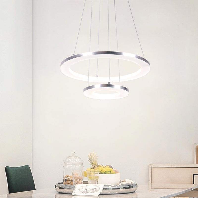 Lampada a sospensione moderna in acrilico a 2 anelli 40+20 cm