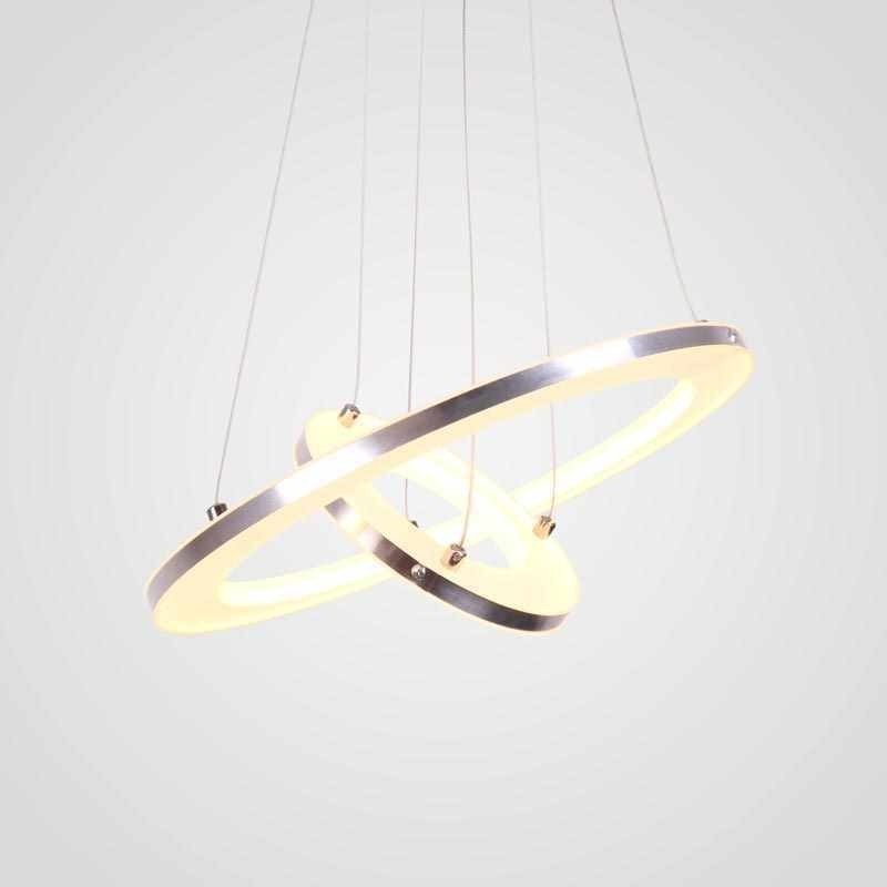 Lampada a sospensione moderna in acrilico a 2 anelli 40+20 cm