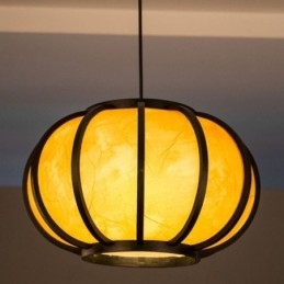 Lampada a sospensione giapponese in bambù rotonda moderna semplice, regolabile