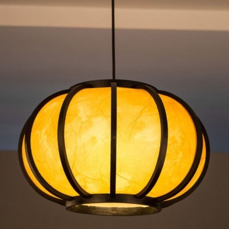 Lampada a sospensione giapponese in bambù rotonda moderna semplice, regolabile