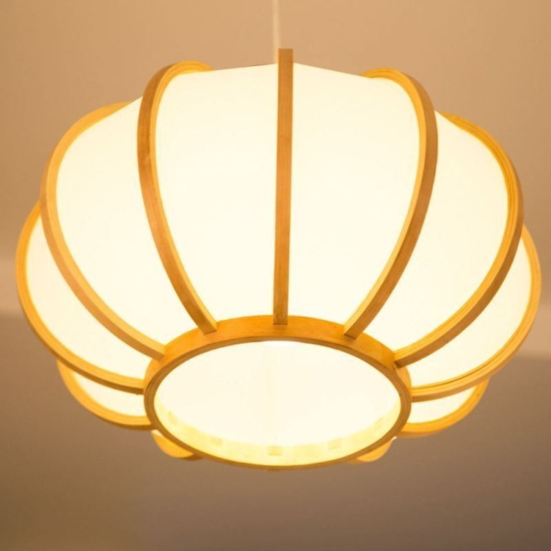 Lampada a sospensione giapponese in bambù rotonda moderna semplice, regolabile