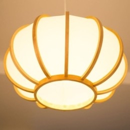 Lampada a sospensione giapponese in bambù rotonda moderna semplice, regolabile
