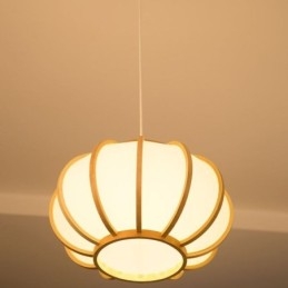 Lampada a sospensione giapponese in bambù rotonda moderna semplice, regolabile