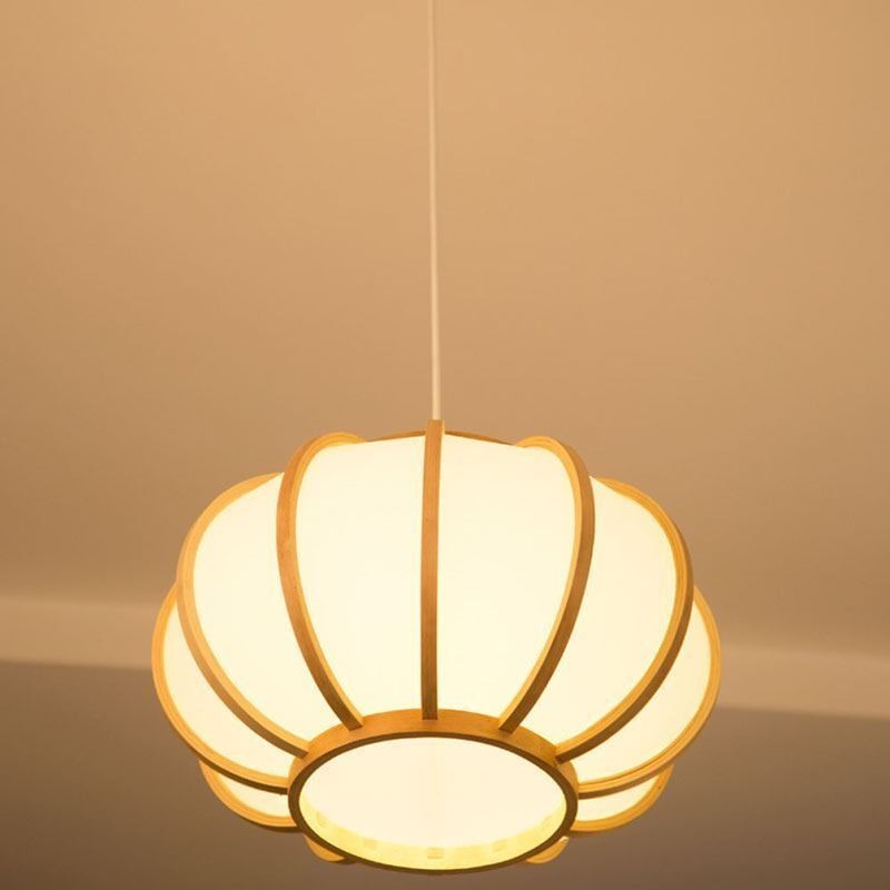 Lampada a sospensione giapponese in bambù rotonda moderna semplice, regolabile