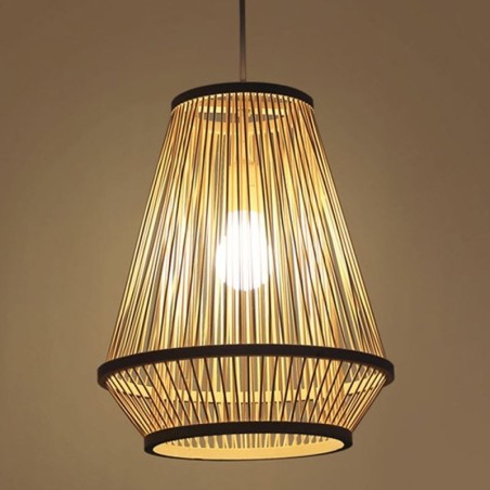 Lampada a sospensione in bambù intrecciato da comodino