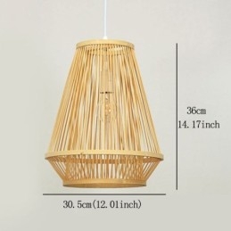 Lampada a sospensione in bambù intrecciato da comodino