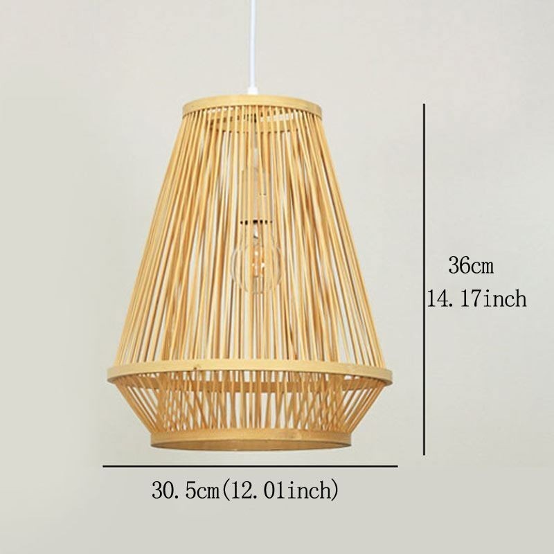 Lampada a sospensione in bambù intrecciato da comodino