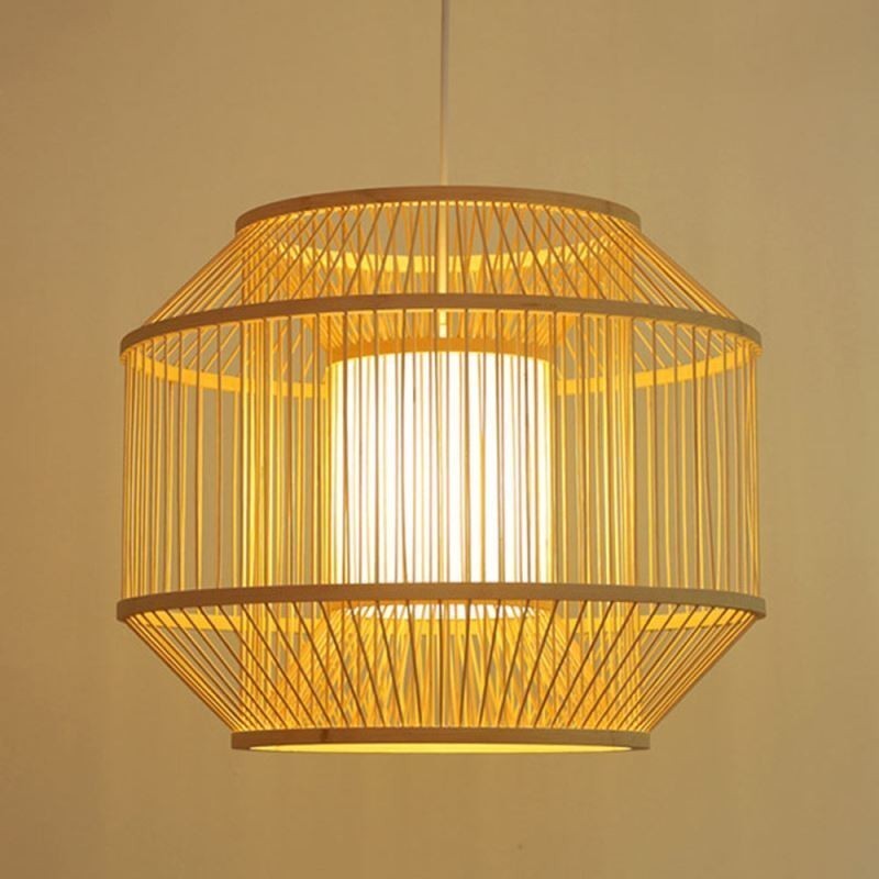 Lampada a sospensione in bambù stile giapponese moderna e semplice, tessuta a mano