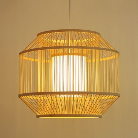 Lampada a sospensione in bambù stile giapponese moderna e semplice, tessuta a mano