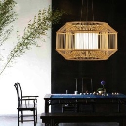Lampada a sospensione in bambù stile giapponese moderna e semplice, tessuta a mano
