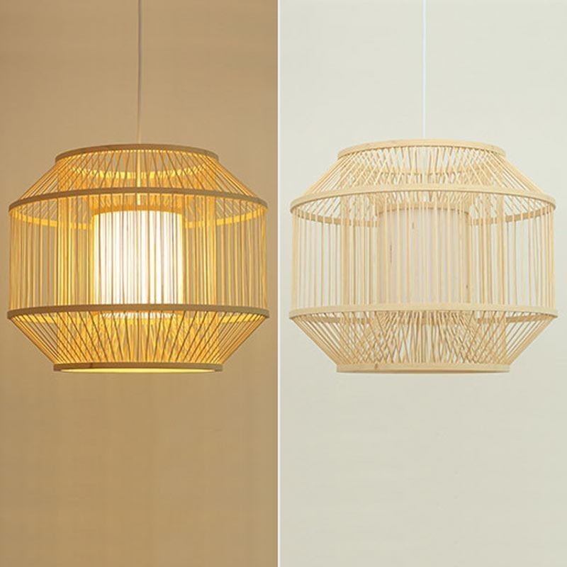 Lampada a sospensione in bambù stile giapponese moderna e semplice, tessuta a mano