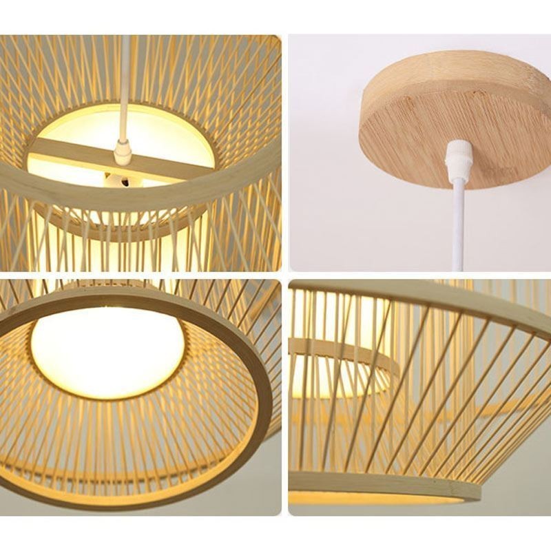 Lampada a sospensione in bambù stile giapponese moderna e semplice, tessuta a mano
