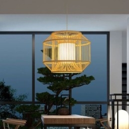 Lampada a sospensione in bambù stile giapponese moderna e semplice, tessuta a mano
