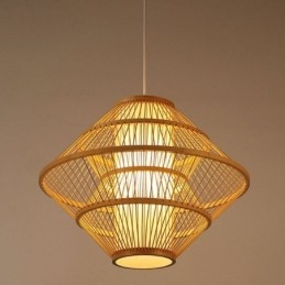 Lampada a sospensione in bambù design giroscopico