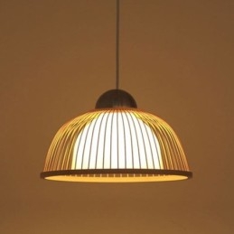 Lampada a sospensione in bambù moderna semplice, orientata verso il basso, 1 luce E26/E27