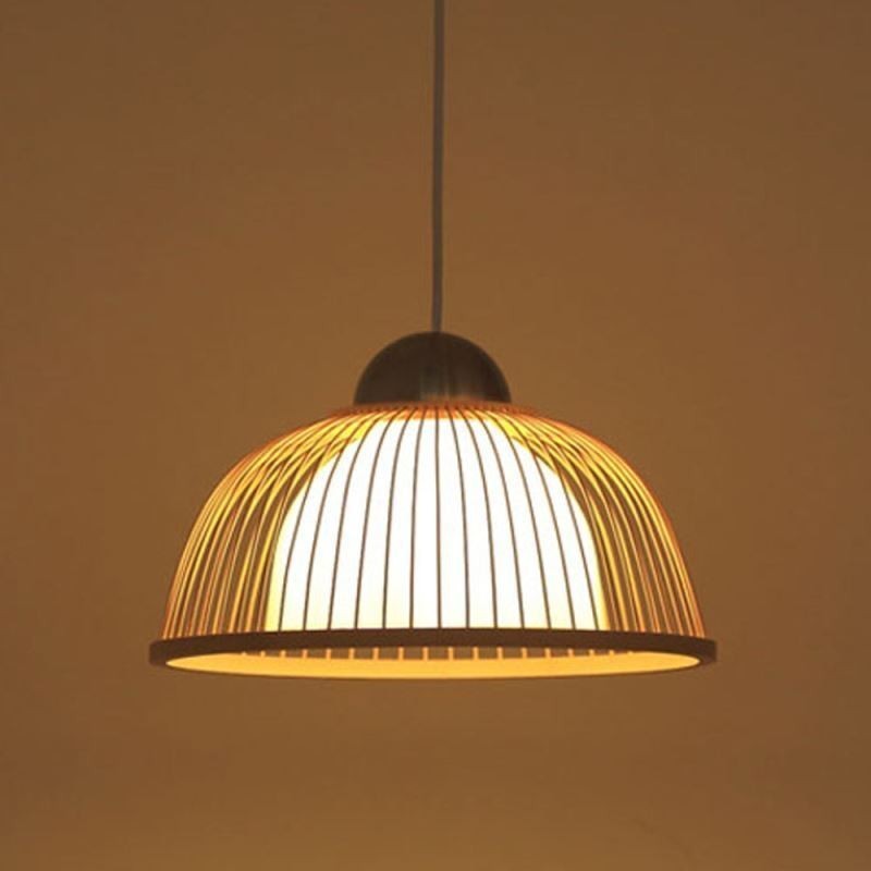 Lampada a sospensione in bambù moderna semplice, orientata verso il basso, 1 luce E26/E27