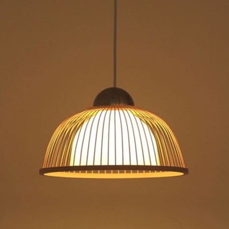 Lampada a sospensione in bambù moderna semplice, orientata verso il basso, 1 luce E26/E27