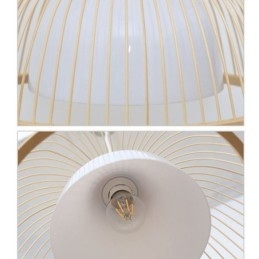 Lampada a sospensione in bambù moderna semplice, orientata verso il basso, 1 luce E26/E27