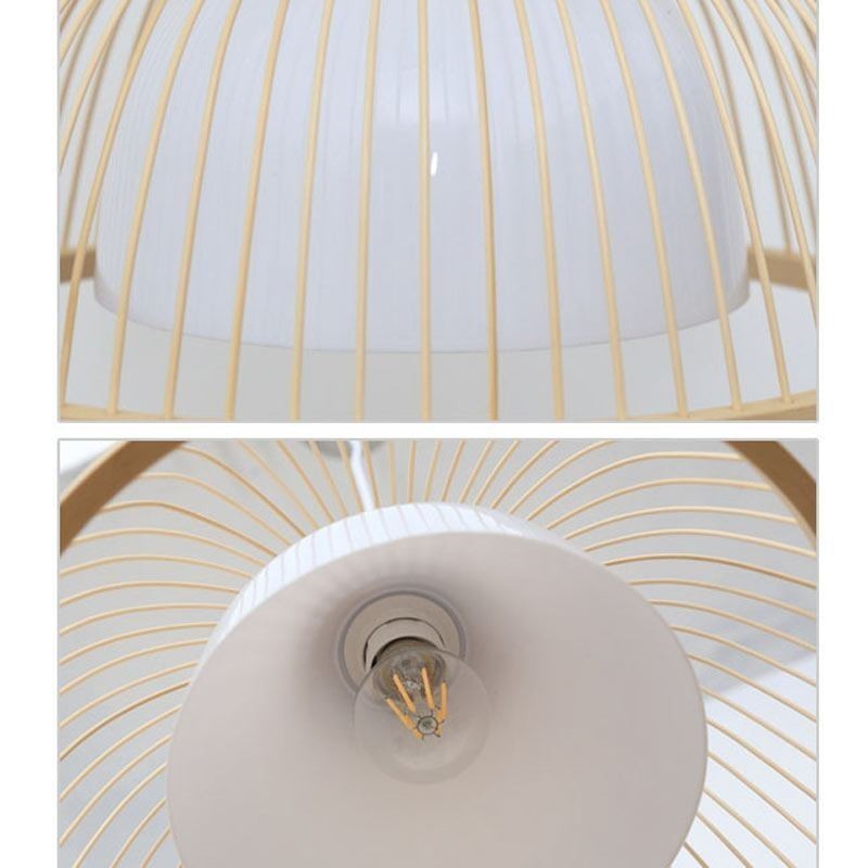 Lampada a sospensione in bambù moderna semplice, orientata verso il basso, 1 luce E26/E27