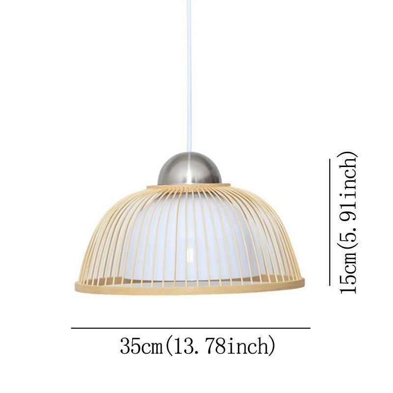 Lampada a sospensione in bambù moderna semplice, orientata verso il basso, 1 luce E26/E27