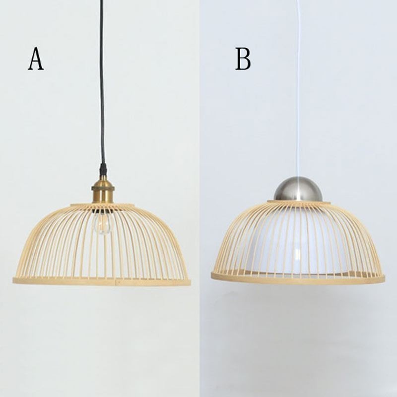 Lampada a sospensione in bambù moderna semplice, orientata verso il basso, 1 luce E26/E27