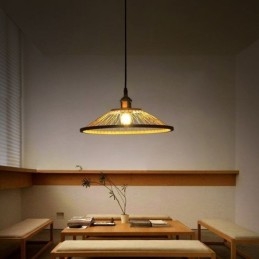 Lampada a sospensione in bambù intrecciato a mano, stile moderno semplice