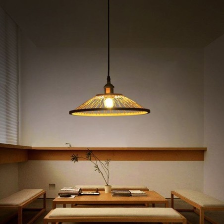 Lampada a sospensione in bambù intrecciato a mano, stile moderno semplice