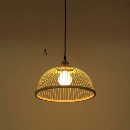 Lampada a sospensione in bambù intrecciato a mano, stile moderno semplice