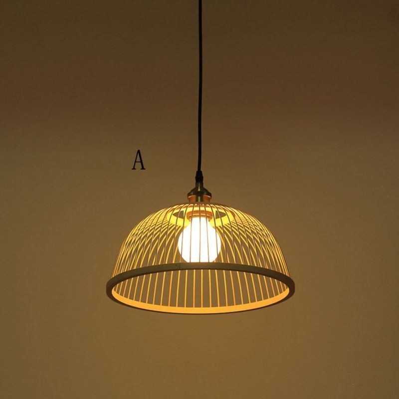 Lampada a sospensione in bambù intrecciato a mano, stile moderno semplice