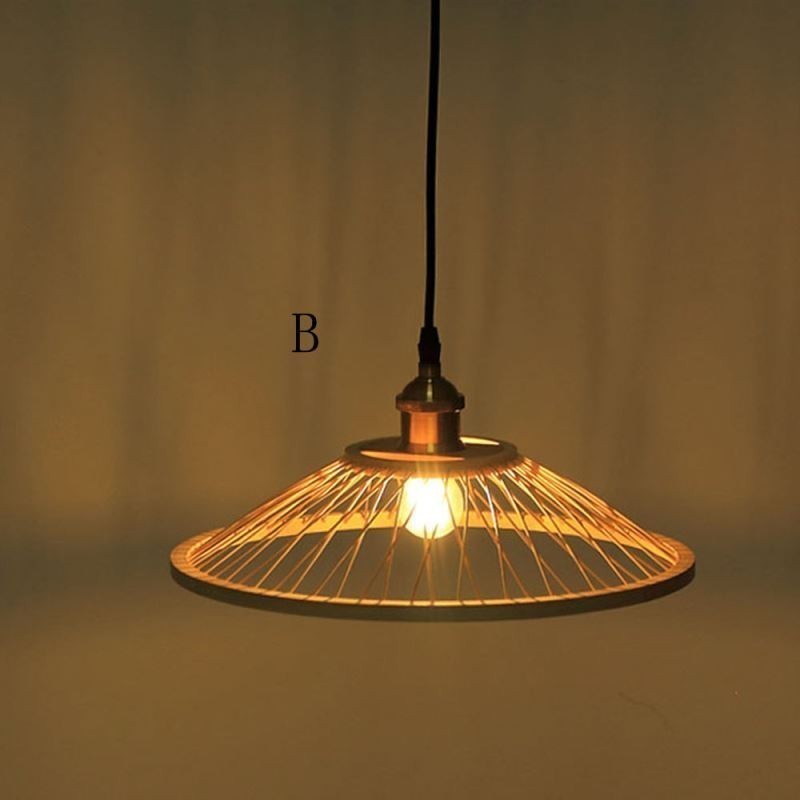 Lampada a sospensione in bambù intrecciato a mano, stile moderno semplice