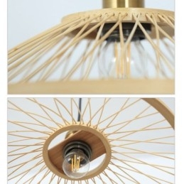 Lampada a sospensione in bambù intrecciato a mano, stile moderno semplice