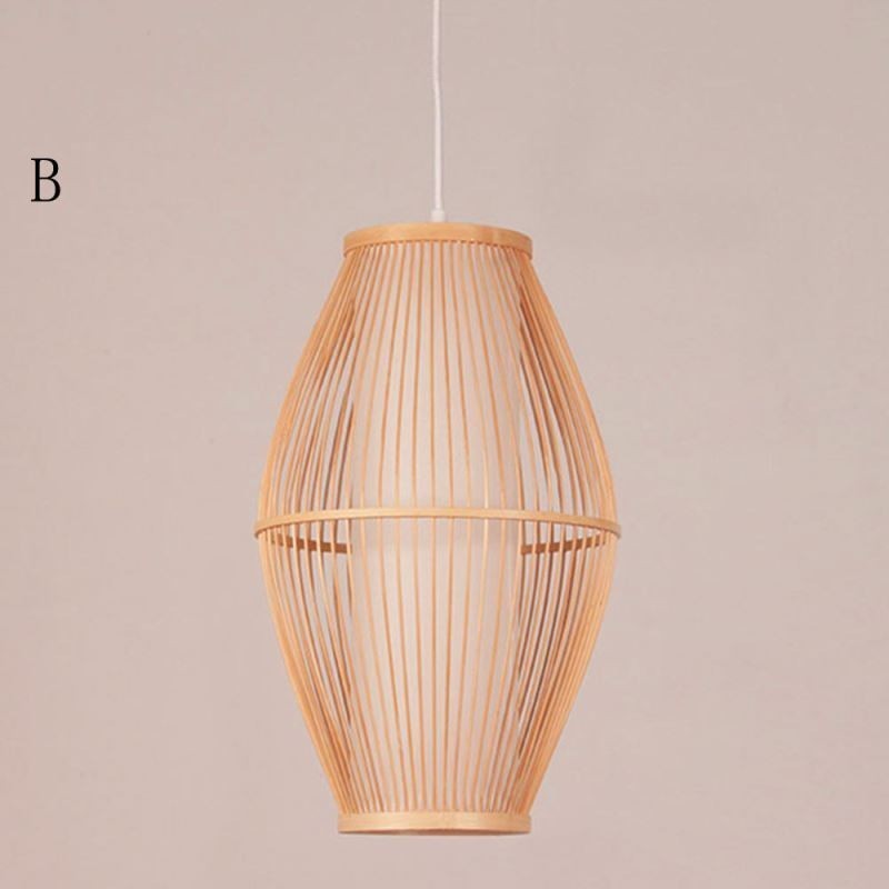 Lampada a sospensione in bambù fatta a mano, 1 luce, E26/E27, cavo 140 cm regolabile